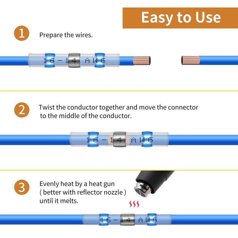 Etokfoks - Kit de 160 piezas de conectores de cables sellados por soldadura, conectores eléctricos termocontraíbles, terminales de conexión impermeables - MLPH005LT234.