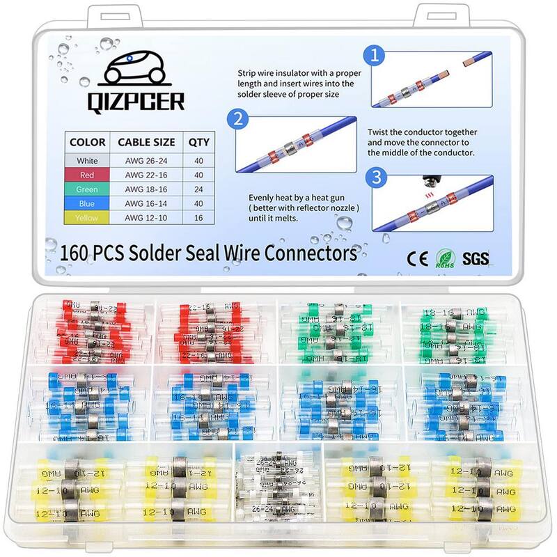Etokfoks - Kit de 160 piezas de conectores de cables sellados por soldadura, conectores eléctricos termocontraíbles, terminales de conexión impermeables - MLPH005LT234.