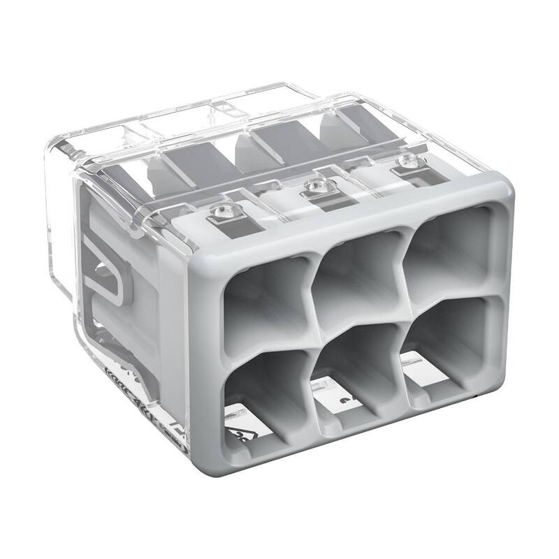 Serie WAGO 2773 Conector de cable de inserción de 6 puertos para cajas de conexiones, con cubierta gris (paquete de 5) - 27730406/996005.