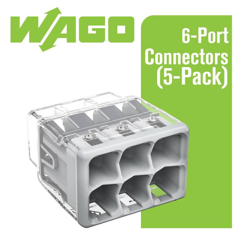 Serie WAGO 2773 Conector de cable de inserción de 6 puertos para cajas de conexiones, con cubierta gris (paquete de 5) - 27730406/996005.