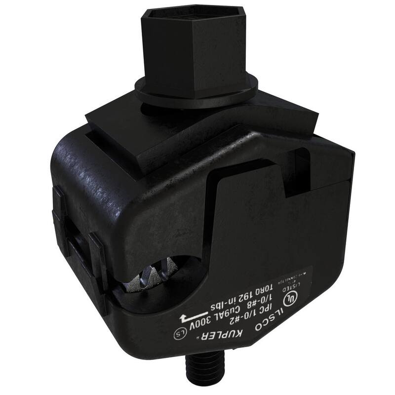 Conector de cobre perforante de aislamiento ILSCO KUP-L-Tap, Rango de conductor principal 1/0-8 - IPC-1/0-2-EC