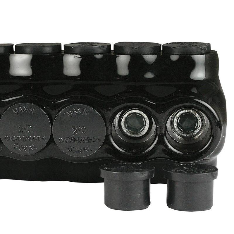 ASI 6 - Conector multi puertos de inserción doble aislado de 6 vías para calibres 2/0 AWG, negro - AICD2-0-6.