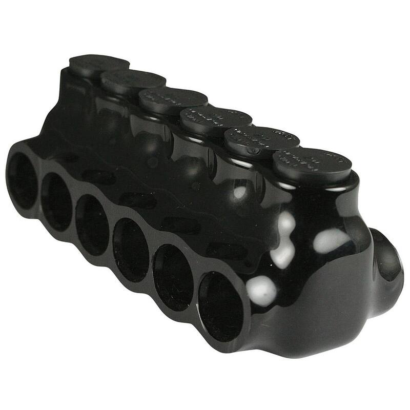ASI 6 - Conector multi puertos de inserción doble aislado de 6 vías para calibres 2/0 AWG, negro - AICD2-0-6.
