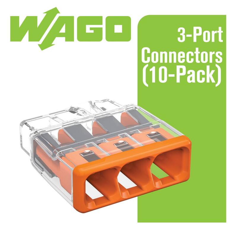 Serie de conectores de cable de inserción rápida de 3 puertos WAGO 2773 para cajas de empalme, con cubierta naranja, (paquete de 10) - 27730403/996010