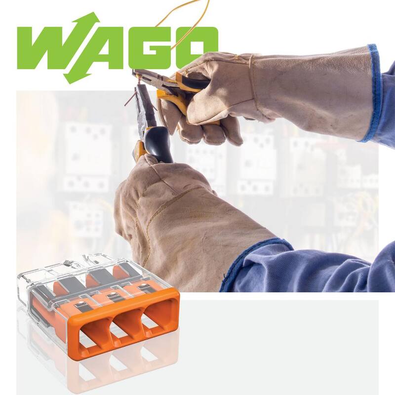 Serie de conectores de cable de inserción rápida de 3 puertos WAGO 2773 para cajas de empalme, con cubierta naranja, (paquete de 10) - 27730403/996010