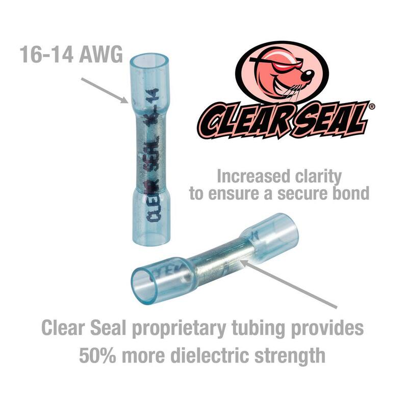Terminal de empalme de tope con contracción de calor Clear Seal ILSCO de 16-14 AWG (25 piezas) - 37330-EC