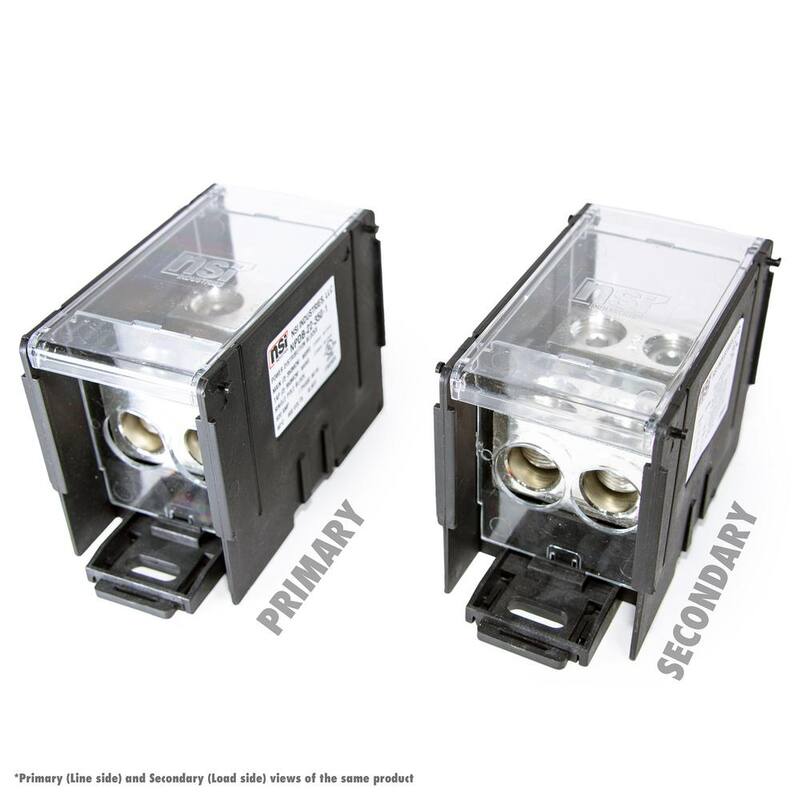 NSi Industries PDB, 1 Polo, Linea 2 x 2/0 -14, Carga 2 x 2/0 -14 Bloque de Distribución de Energía Mediana - NPDB -22-2/0 -1