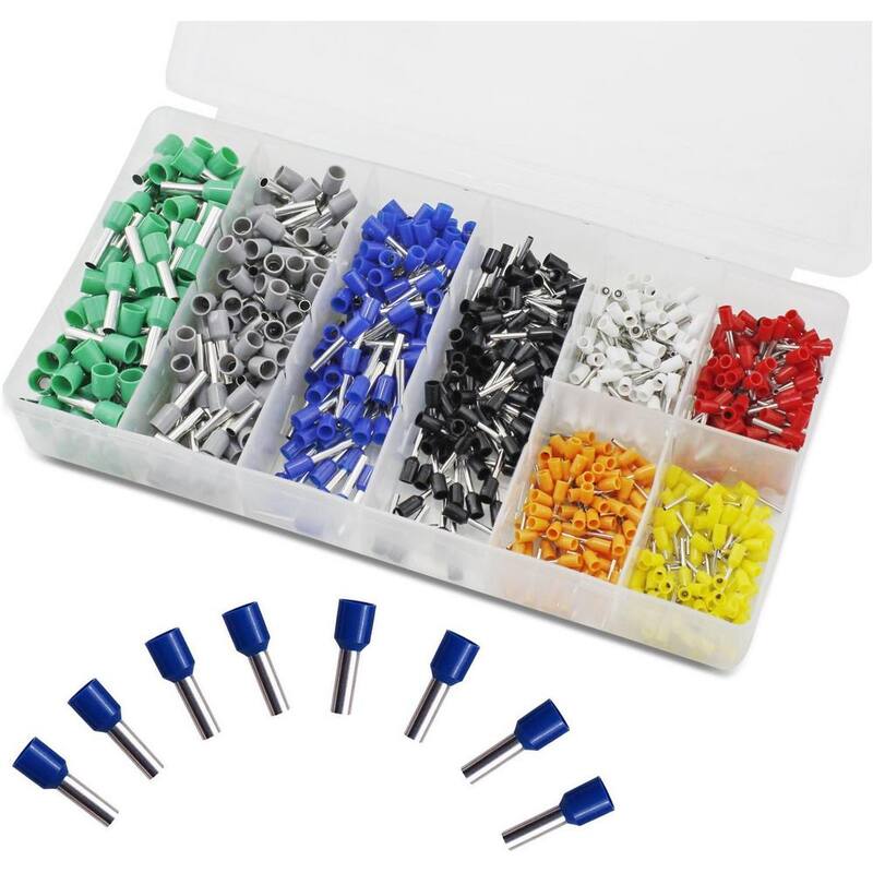 Etokfoks 1 Amp Kit de Terminales de Conector de Prensa de Alambre de Ferretería de Cobre de 120 Voltios - Terminal de Extremo de Pin de Cordón Aislado en Verde - MLPH020LT402