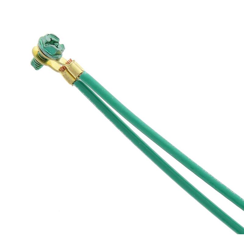 Pigtail de 8 pulgadas con 2 cables de anillo trenzado y tornillo en uno, pelado en el segundo y horquilla en el tercero (paquete de 25) - 30-3287