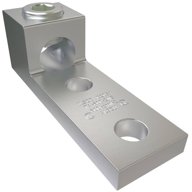 Conector de Terminal Mecánico de Aluminio ILSCO, Rango de Conductor 600-2, 1 Puerto, 2 Orificios, Tamaño del Perno de 1/2 pulgada - TA-600-2NS-EC