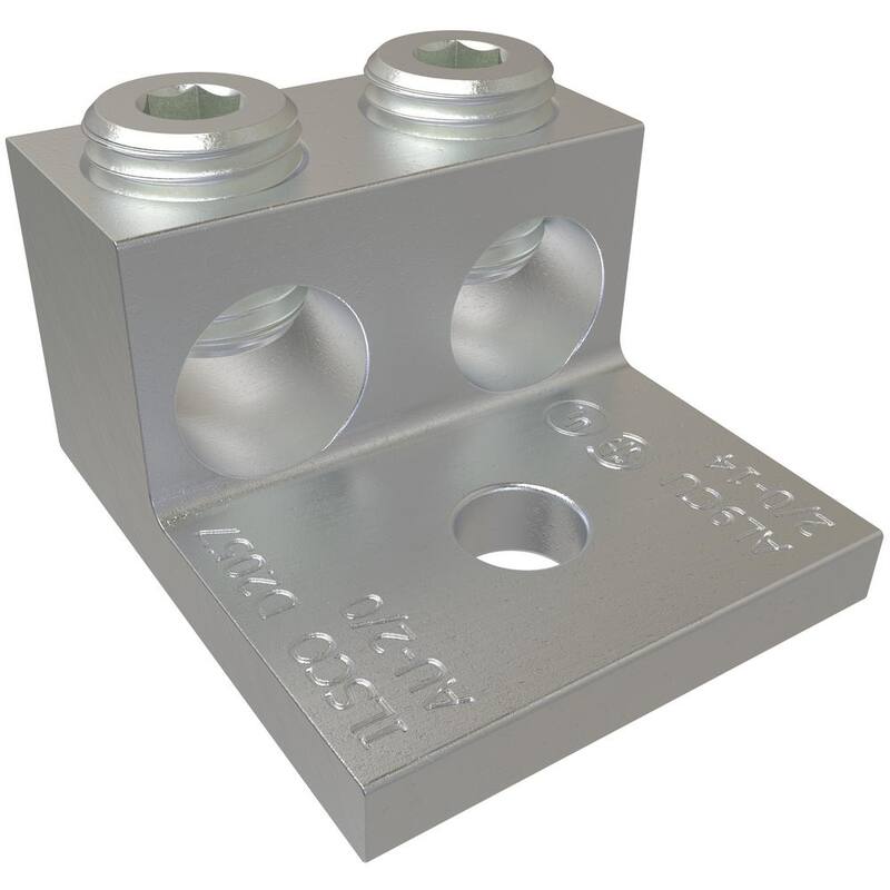 ILSCO Terminal Mecánico de Aluminio, Rango de Conductor 2/0-14, 2 Puertos, 1 Orificio, Tamaño de Perno de 1/4 de pulgada (Paquete de 4) - AU-2/0-EC