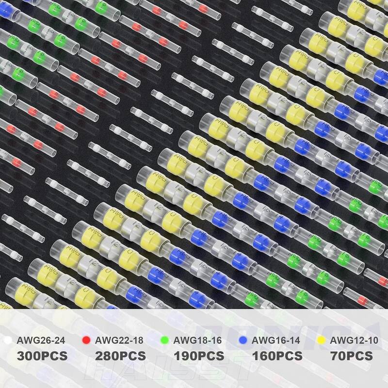 Conectores de soldadura termocontraíbles de grado marino de 1000 piezas Lukyamzn, kit de conectores de cables con sellado por soldadura y contenedores de almacenamiento extraíbles - SA17-227B050