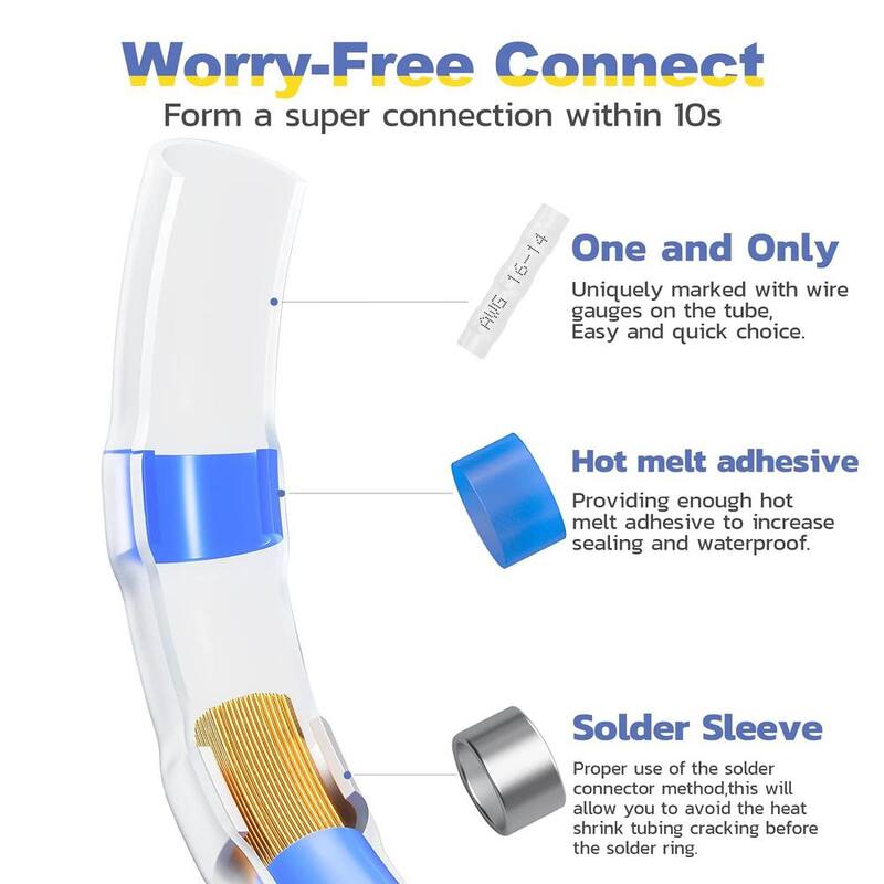 Conectores de soldadura termocontraíbles de grado marino de 1000 piezas Lukyamzn, kit de conectores de cables con sellado por soldadura y contenedores de almacenamiento extraíbles - SA17-227B050