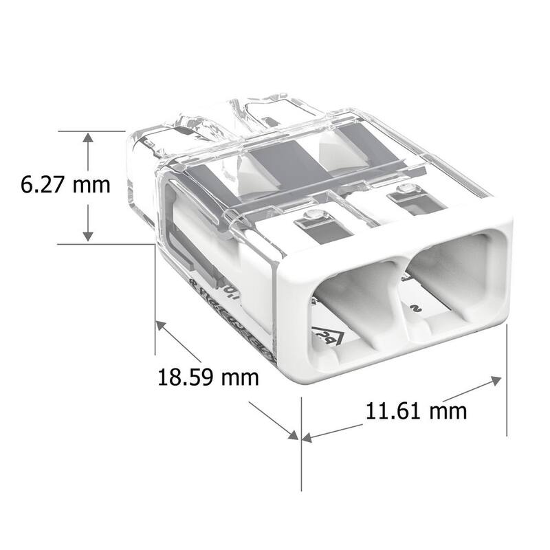 Serie de conectores de cable push-in de 2 puertos WAGO 2773 para cajas de empalme, con cubierta blanca, (paquete de 10) - 27730402/996010.
