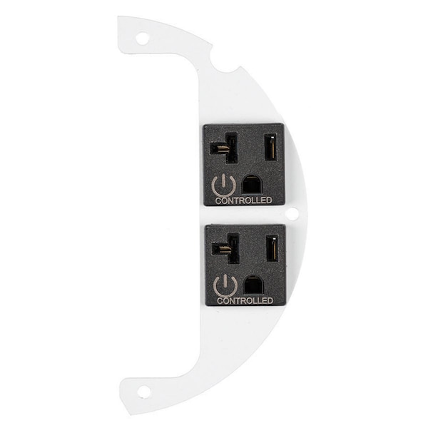 Hubbell Wiring Device-Kellems Recessed 6" Series, Sub Plate, 40% Right Side, (2) Controlled 20A Pre-Wired Receptacles, 1 Circuit, 18" Leads - S1R6SPZC