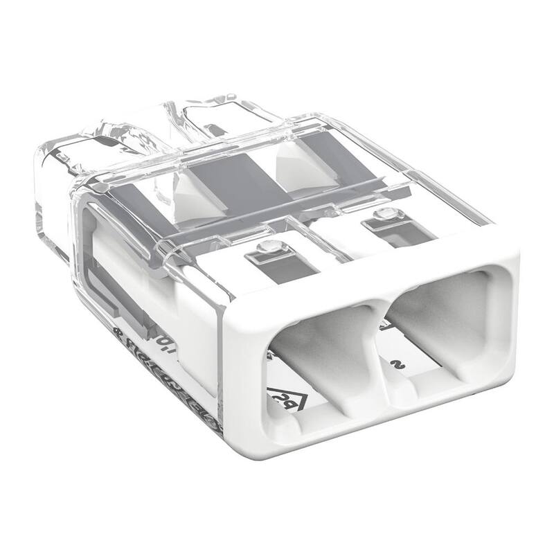 Serie de conectores de cable push-in de 2 puertos WAGO 2773 para cajas de empalme, con cubierta blanca, (paquete de 10) - 27730402/996010.