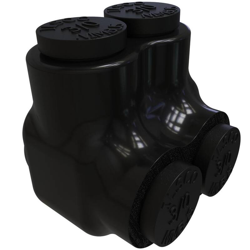 Conector múltiple de aluminio aislado ILSCO Nimbus, rango de conductores 3/0-6, 2 puertos, entrada de un solo lado, estañado - PBTS-2-3/0-EC