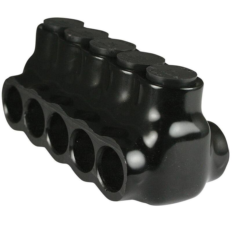 ASI 6 - 3/0 AWG 5 Puertos Conector Multitoma UL 486 de 600 Voltios Aislado de Entrada Doble Lado, Negro - AICD3-0-5