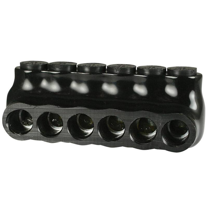 Conector múltiple de derivación ASI 14-2 AWG de 6 puertos, aislado de entrada lateral única en color negro, empacado en bolsa - AICS2-6