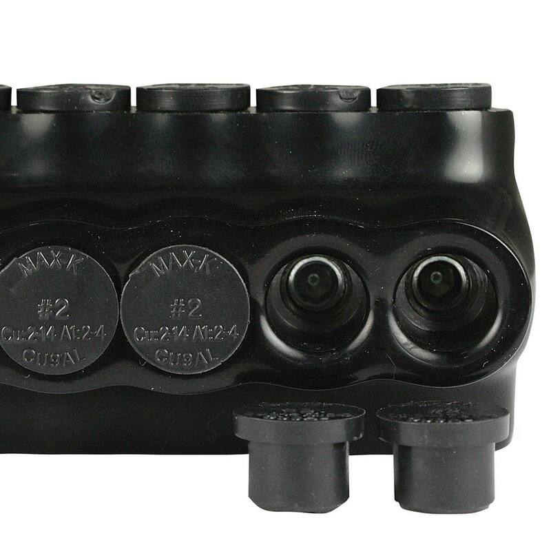 Conector múltiple de derivación ASI 14-2 AWG de 6 puertos, aislado de entrada lateral única en color negro, empacado en bolsa - AICS2-6