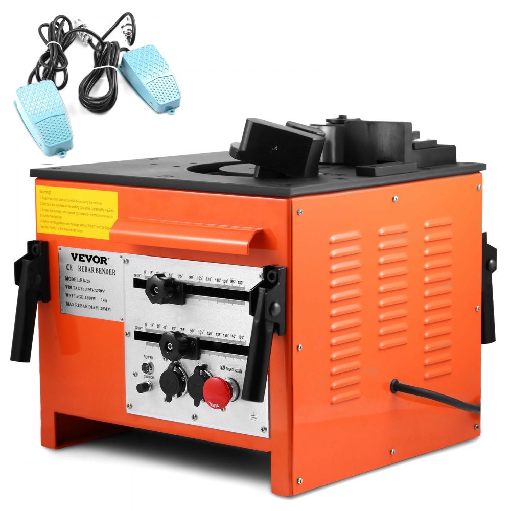 VEVOR Rebar Bender 1 inch 25 mm Rebar Bending Bender Rebar Grade 60 Electric Rebar Bender Heavy Duty with Foot Pedal for Bending Steel Rope (1 inch Rebar Bender) - RB-25GJWQJ0000001V1