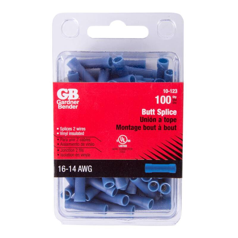 Gardner Bender Conector de Empalme Recto de 16-14 AWG, Azul 100/Paquete (Caja de 4) - 10-123N