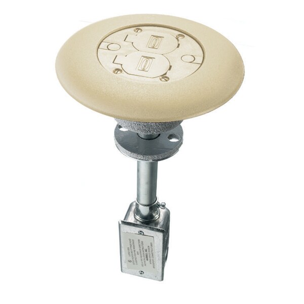 Hubbell Wiring Device-Kellems Complete Unit With 20A Duplex, (2) 1/2" Diameter Holes for Low Voltage Wiring, Ivory - PT7FSDIA