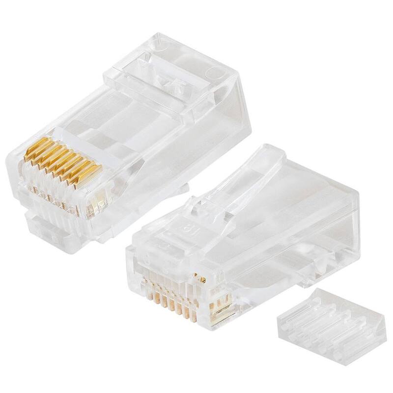 Conector RJ45 Cat6 de Platinum Tools redondo-sólido de 3 puntas 8P8C con forro (2 piezas) - 106188J