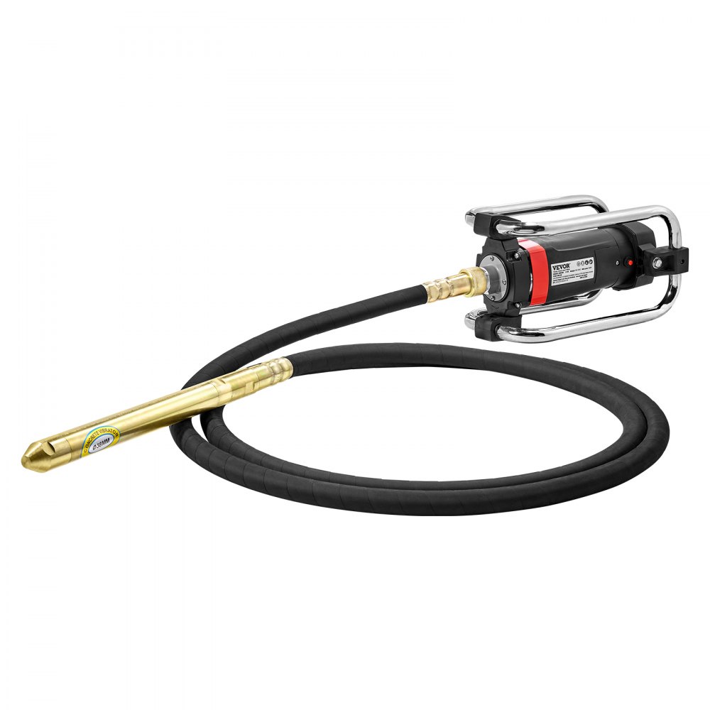 VEVOR Electric Concrete Vibrator, 1500W 16000 VPM, 2HP Copper Motor Handheld Concrete Vibrating Tool, Portable Pencil Cement Vibrator with Shaft of 14.75ft / 4.5m, Remove Air Bubble and Level Concrete - Y147516000VPM71MQV1