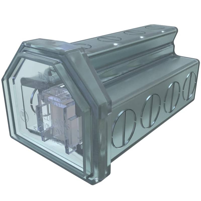 Conector de derivación múltiple de aluminio aislado Cleartap de ILSCO, de doble calificación, rango de conductores 4/0-6, 4 puertos - PCT-4-4/0-EC.