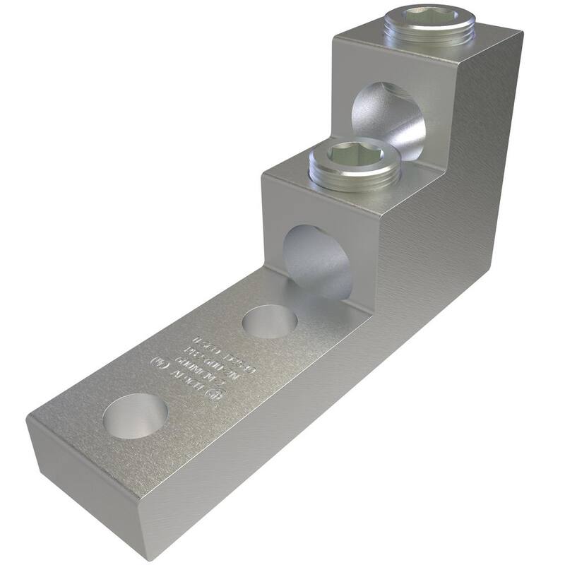 Conector de tablero de aluminio ILSCO, Rango de conductor 600-2, 2 puertos, 2 agujeros - PB2-600-2N-EC