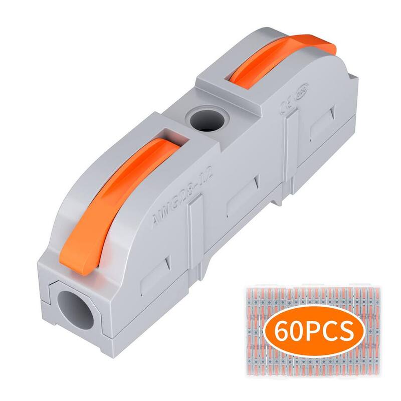 Etokfoks 32 Amp 250-Volt Inline Conectores de cable de palanca eléctrica tuercas push-in rápido (1 a 1) 28-12 AWG - MLPH020LT465