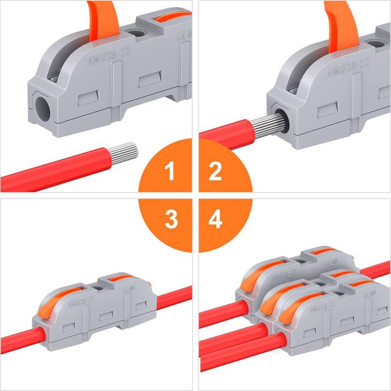 Etokfoks 32 Amp 250-Volt Inline Conectores de cable de palanca eléctrica tuercas push-in rápido (1 a 1) 28-12 AWG - MLPH020LT465