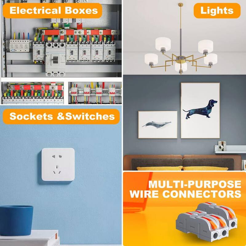 Etokfoks 32 Amp 250-Volt Inline Conectores de cable de palanca eléctrica tuercas push-in rápido (1 a 1) 28-12 AWG - MLPH020LT465