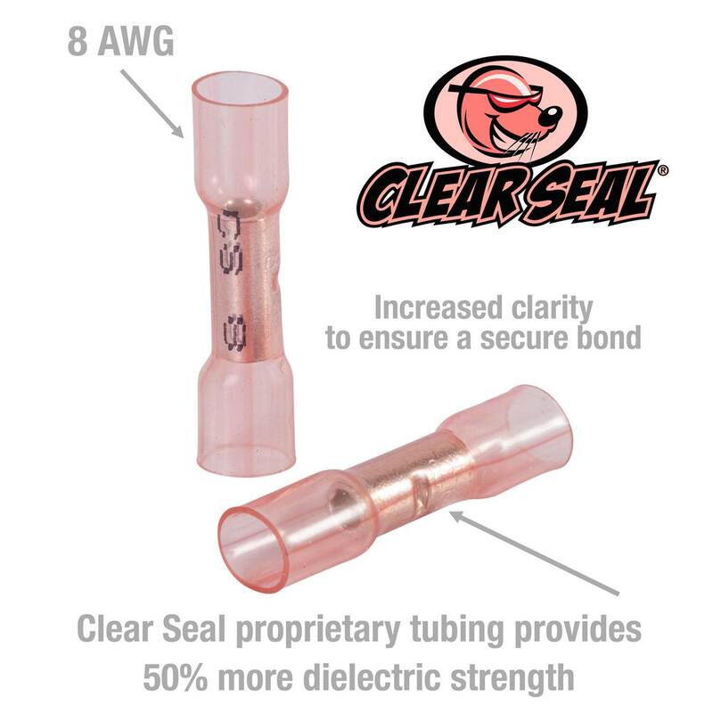 Terminal de empalme de extremo transparente con termocontracción Clear Seal de ILSCO calibre 8 AWG (25 piezas) - 37530-EC