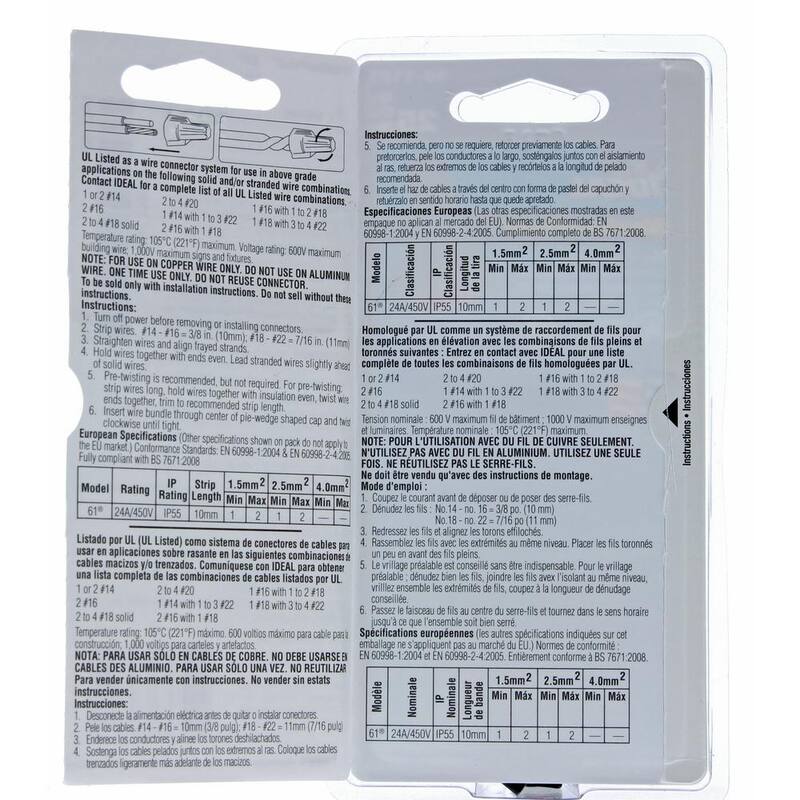 IDEAL Modelo 61, Conector de cable WeatherProof en Gris-Naranja (25 por tarjeta) - 30-1161
