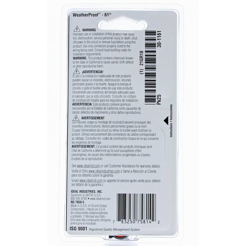 IDEAL Modelo 61, Conector de cable WeatherProof en Gris-Naranja (25 por tarjeta) - 30-1161