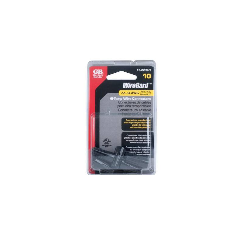 Conector de cables de alta temperatura WireGard de Gardner Bender, negro, paquete de 10 (Caja de 8) - 19-003HT