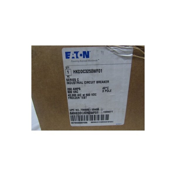 Eaton Molded Case Breakers MCCBs HKDDC 3P 250A 600V 50/60Hz 3Ph K Frame - HKDDC3250WF01