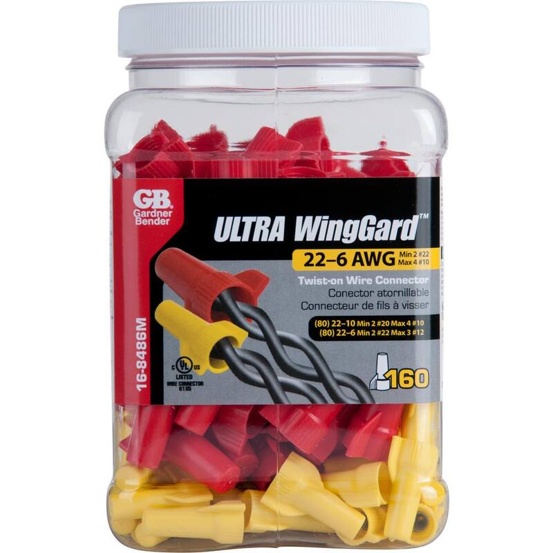 Gardner Bender ULTRA Conectores de Alambre, Rojo y Amarillo (160/Jar) - 16-8486M