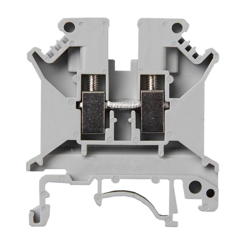 Bloque terminal de alimentación a través de ASI UK5N, bloques terminales de tornillo en riel DIN, calibre 30-10 AWG, 30 amperios, 600 voltios (paquete de 50) - ASIUK5N