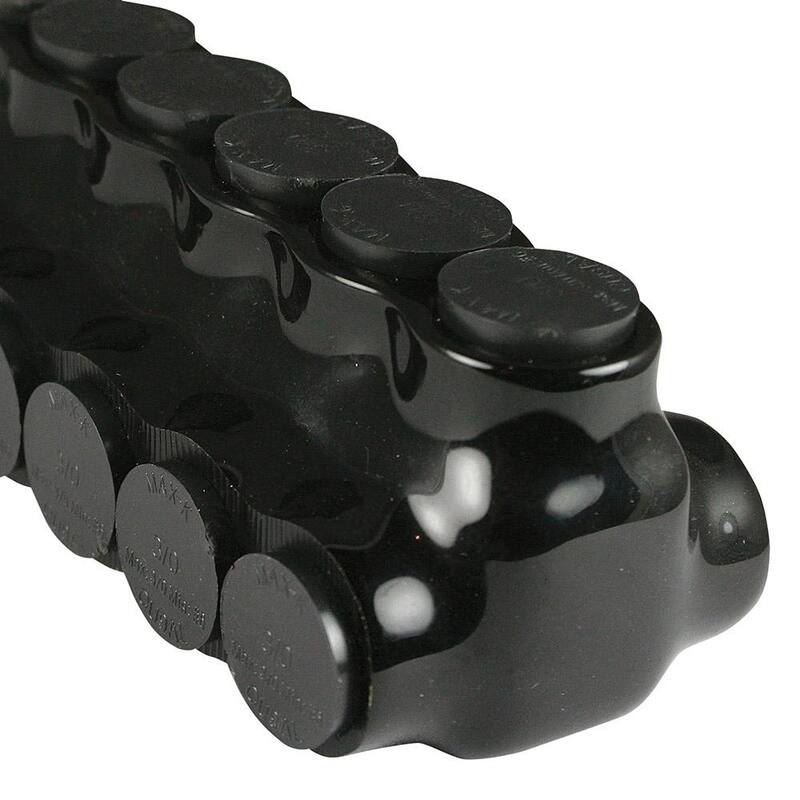 ASI 6 - 3/0 AWG 4 puertos 600 voltios UL 486 Conector multi-tap aislado de entrada dual de lado negro - AICD3-0-4