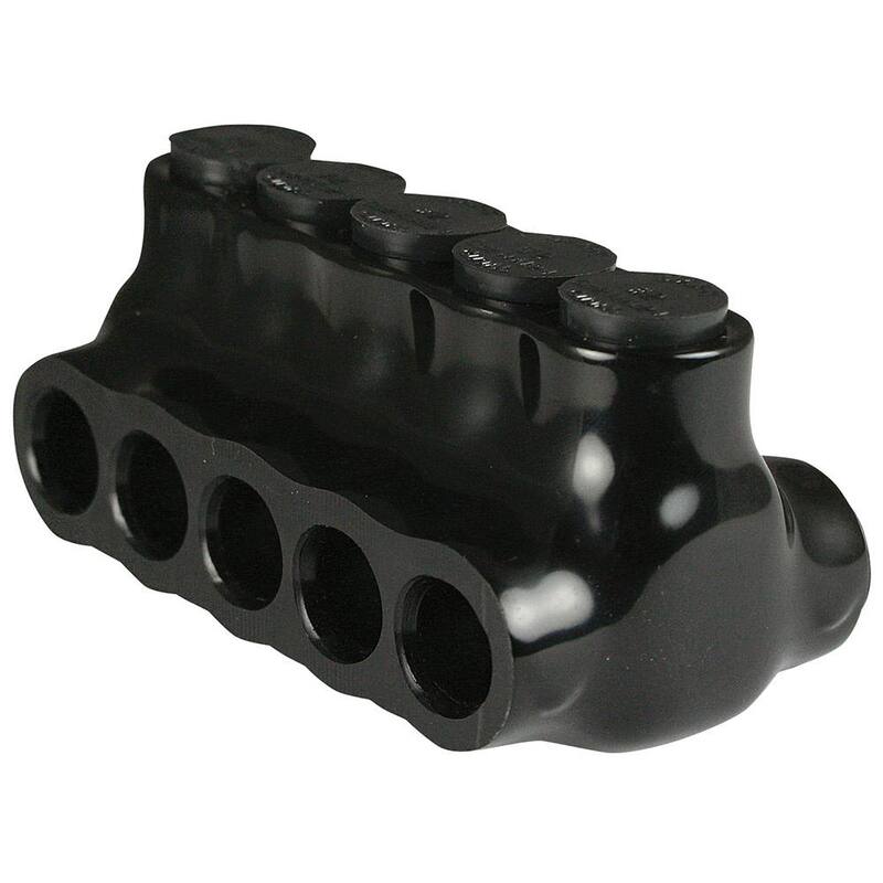 Conector de empalme múltiple aislado de doble entrada ASI 14-2 AWG con 5 puertos, color negro - AICD2-5