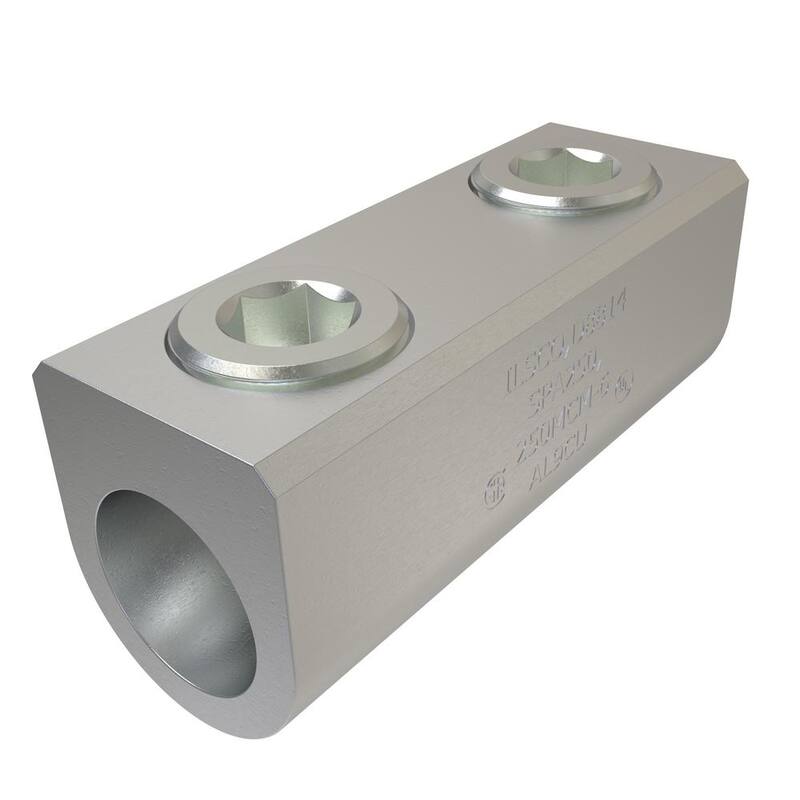 Espaciador/reductor de aluminio ILSCO, de doble calificación, rango de conductores 250-6, con recubrimiento de estaño - SPA-250-EC.