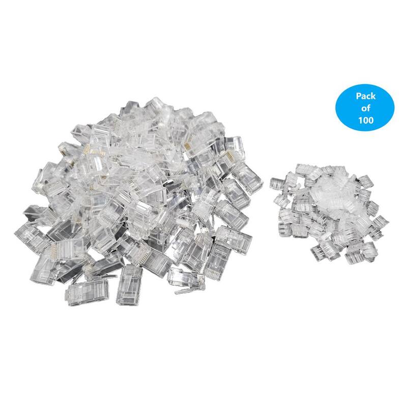 Conectores RJ45 Cat6/6A de Micro Connectors, Inc para cable delgado trenzado (28AWG) con barra de carga (paquete de 100) - C20-088L6SL-100