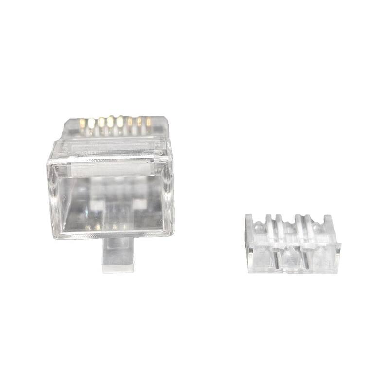 Conectores RJ45 Cat6/6A de Micro Connectors, Inc para cable delgado trenzado (28AWG) con barra de carga (paquete de 100) - C20-088L6SL-100