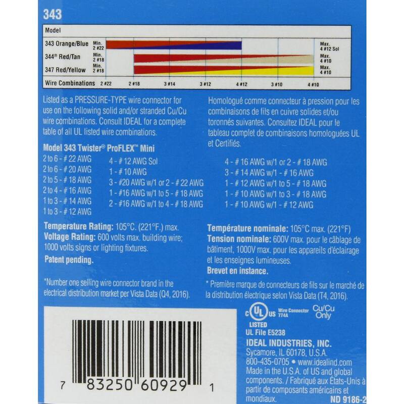 Ideal Twister ProFLEX Mini Conector de alambre 343 O/B, 500/Envase - 30-643J