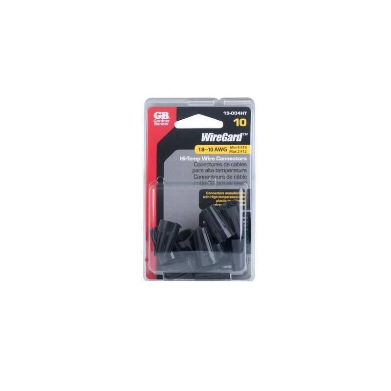 Conector de cable WireGard de Gardner Bender de alta temperatura, negro (paquete de 10) Caja de 8 - 19-004HT