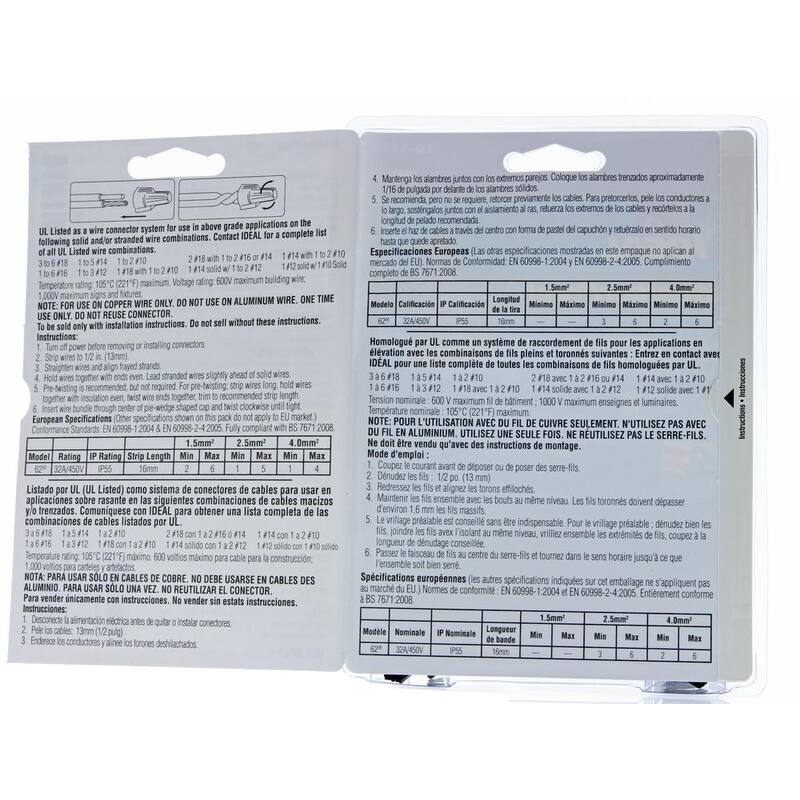 Modelo IDEAL 62, Conector de cables a prueba de intemperie en gris-rojo (20 por tarjeta) - 30-1162