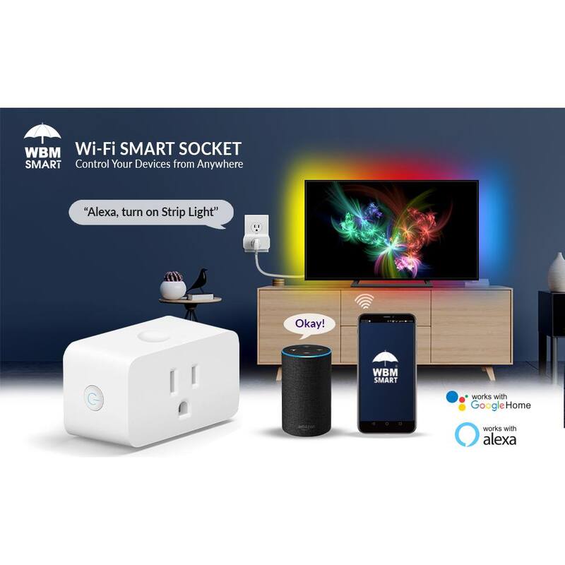 Enchufe inteligente WBM SMART Wi-Fi con control de voz y de aplicación, paquete de 4 unidades - HDPG-07-4PK